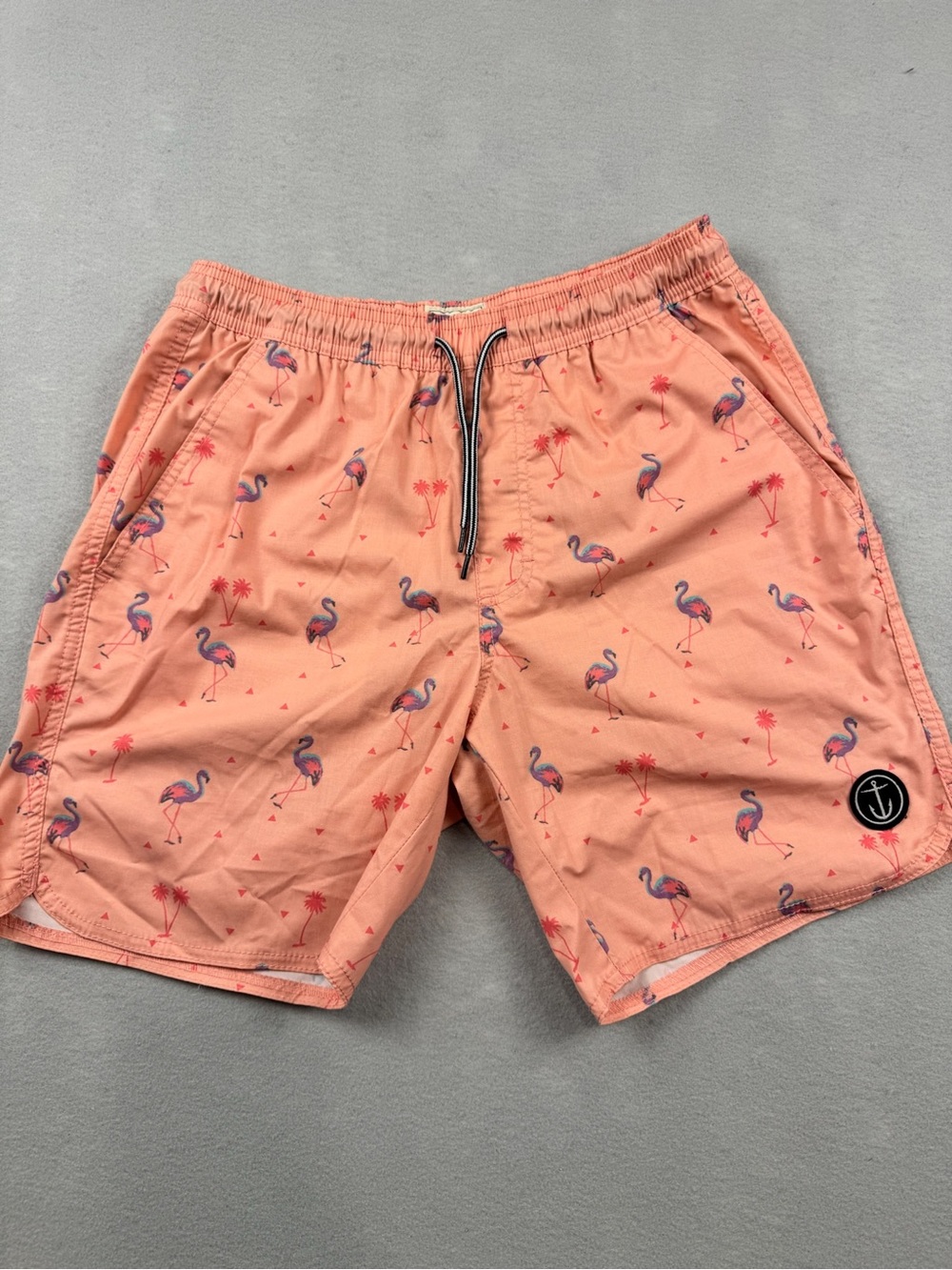Captain Fin Tropical Pink Flamingo Orange Men's Swim Trunks Size Small